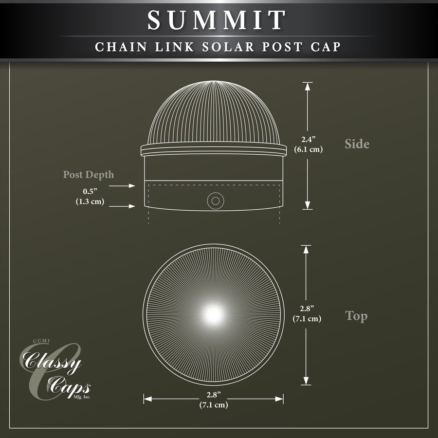 Classy Caps CH2233B Black Chainlink Summit Solar Post Cap - Atlantic Lighting