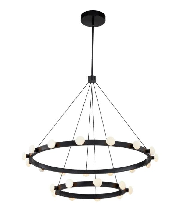 Kuzco CH63436-BK Rezz 36-in Black LED Chandeliers - Atlantic Lighting