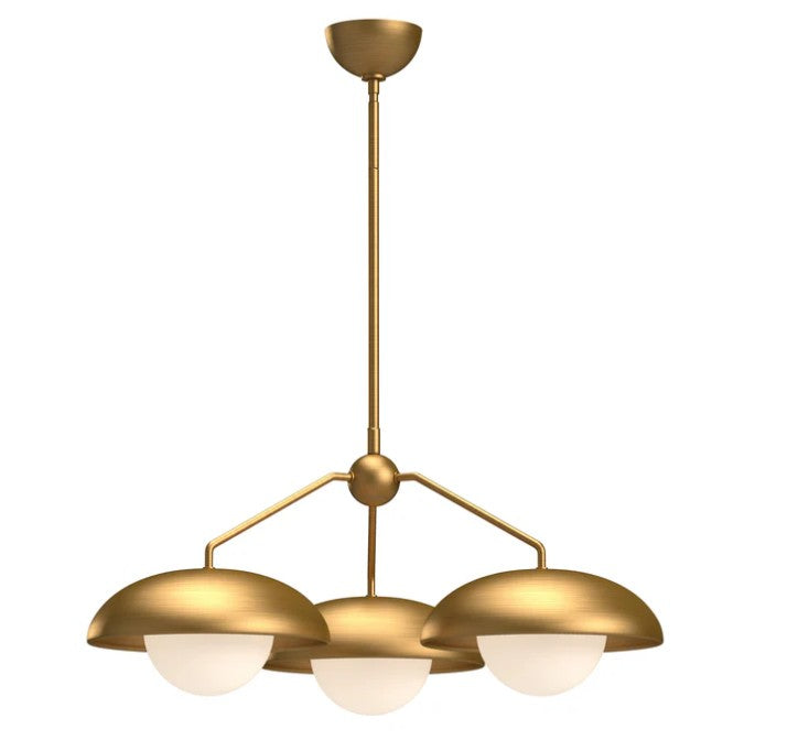Kuzco CH522328AGOP Rubio 28-in Aged Gold/Opal Matte Glass 3 Lights Chandeliers - Atlantic Lighting