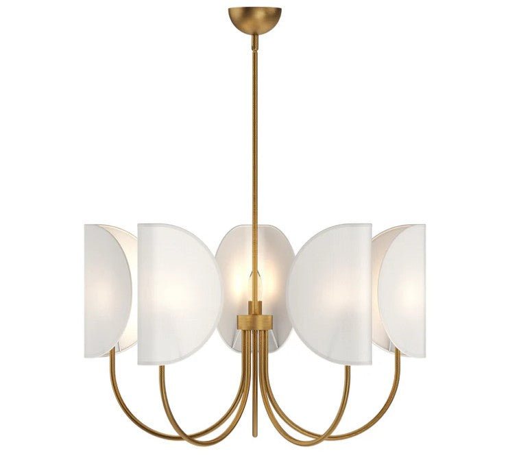 Kuzco CH450732AGCW Seno 32-in Aged Gold/White Cotton Fabric 5 Lights Chandeliers - Atlantic Lighting