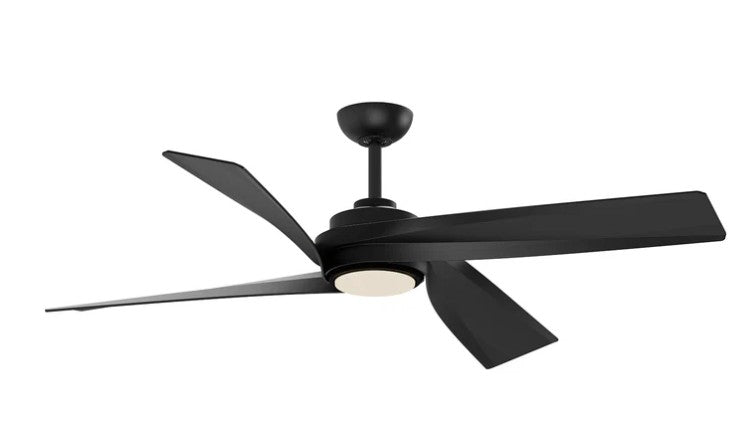 Kuzco CF96956-MB ceiling fan with black blades and a round light