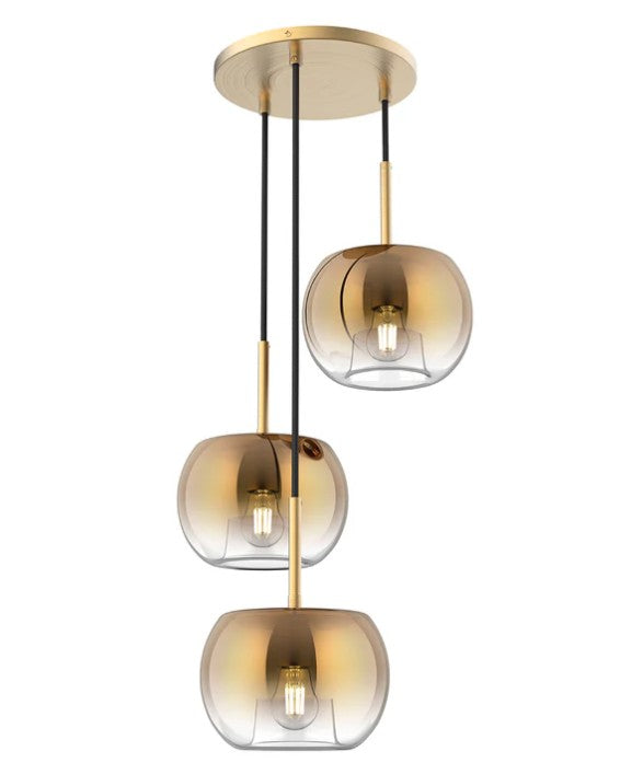 Kuzco CH57514-BG/CP Samar 14-in Brushed Gold/Copper 3 Lights Chandeliers - Atlantic Lighting