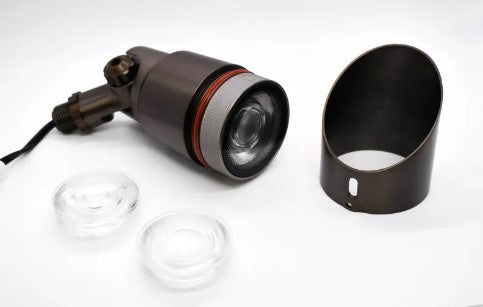 Lumien D6B1-10W-27K-A Brass Spot Light, Modular Light Source, 10W, 700 Lumens, 2700K, w/ : (3) Beam Spread Lens (15 Degree, 40 Degree, 60 Degree) - Atlantic Lighting