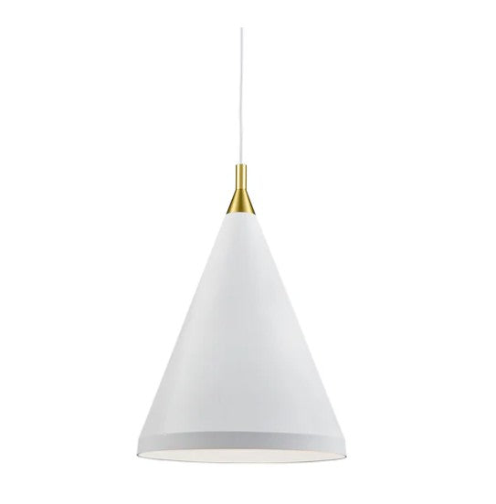 Kuzco 492716-WH/GD Dorothy 16-in White With Gold Detail 1 Light Pendant - Atlantic Lighting