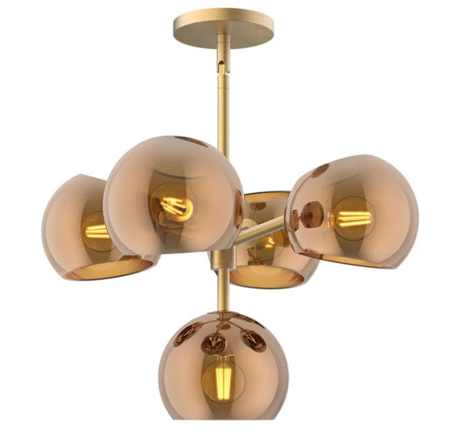 Kuzco CH548518BGCP Willow 18-in Brushed Gold/Copper Glass 5 Lights Chandeliers - Atlantic Lighting