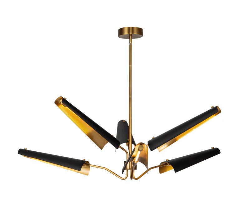 Kuzco CH347646MBVB Osorio 46-in Matte Black/Vintage Brass LED Chandeliers - Atlantic Lighting