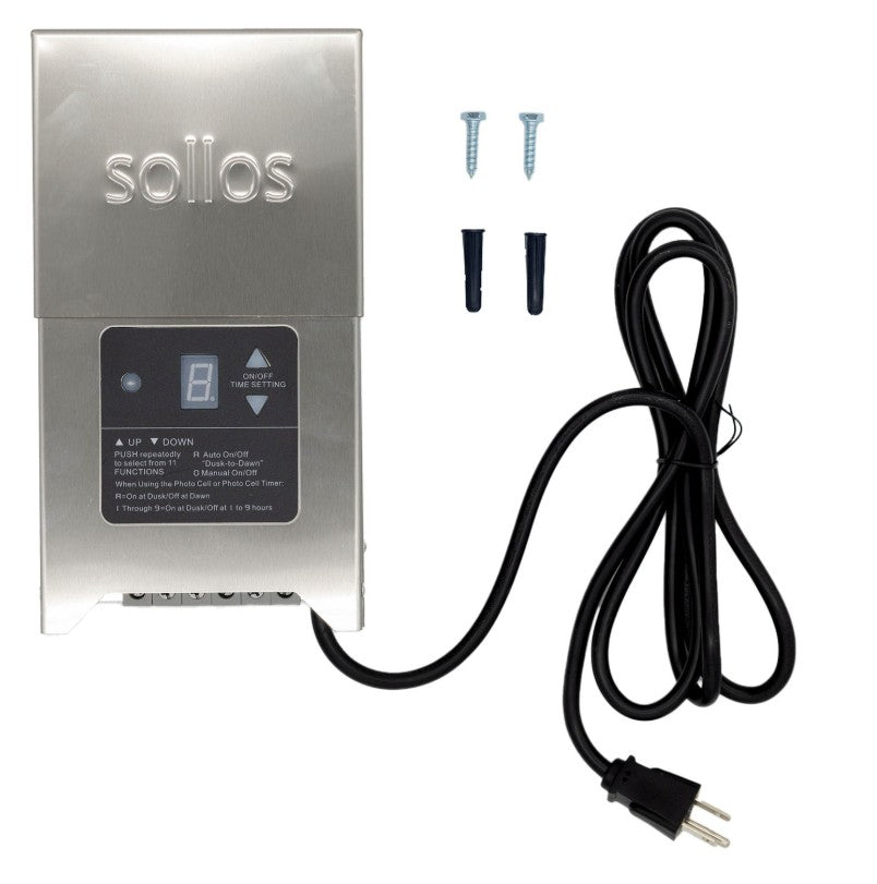 Sollos 997015 Integrated Series Transformer-Stainless Steel-With Photocell and Timer-150W - Atlantic Lighting