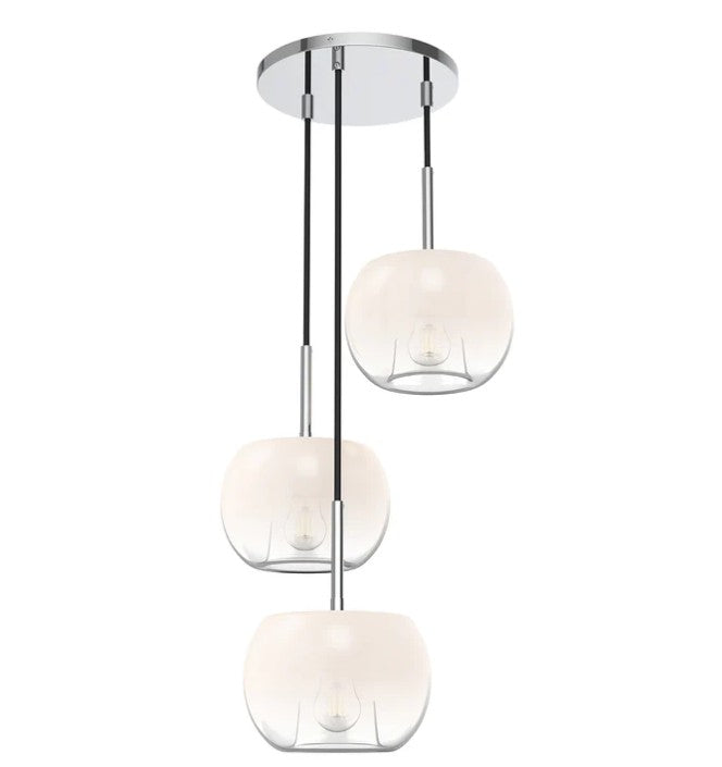 Kuzco CH57514-CH/OP Samar 14-in Chrome/Opal Glass 3 Lights Chandeliers - Atlantic Lighting