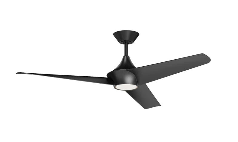 Kuzco CF523056MB ceiling fan with three black blades and a round light