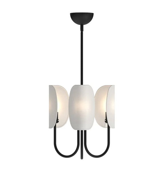 Kuzco CH450715MBCW Seno 15-in Matte Black/White Cotton Fabric 3 Lights Chandeliers - Atlantic Lighting