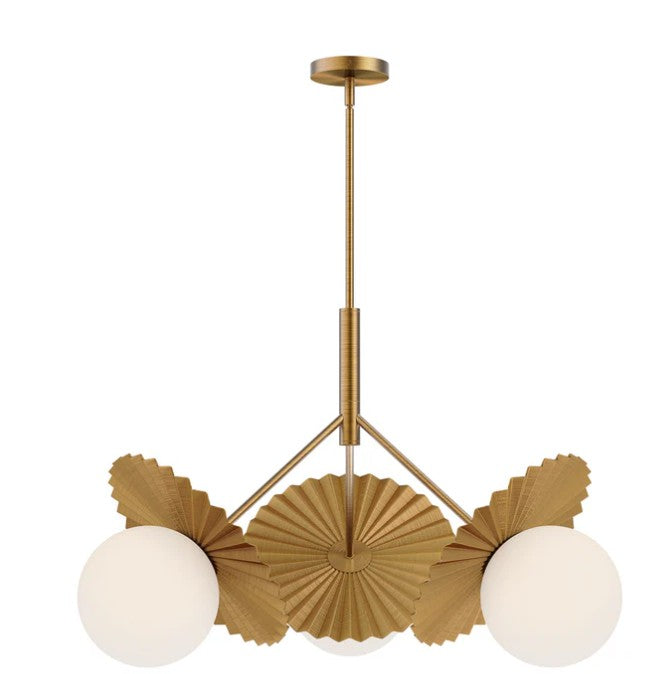 Kuzco CH501334BGOP Plume 34-in Brushed Gold/Opal Glass 3 Lights Chandeliers - Atlantic Lighting