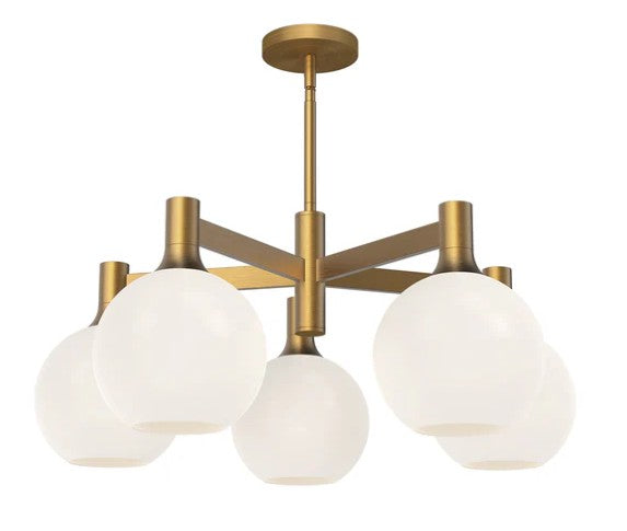 Kuzco CH506129AGOP Castilla 29-in Aged Gold/Opal Matte Glass 5 Lights Chandeliers - Atlantic Lighting