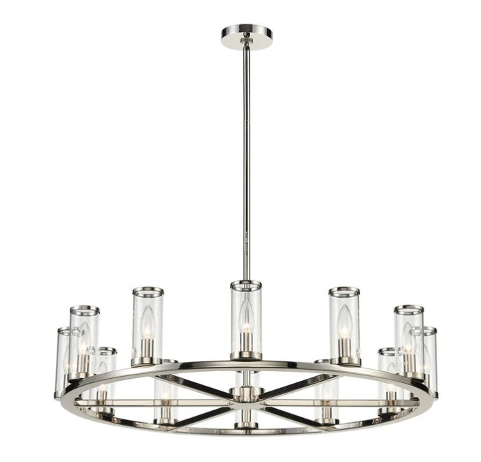 Kuzco CH309012PNCG Revolve Clear Glass/Polished Nickel 12 Lights Chandeliers - Atlantic Lighting