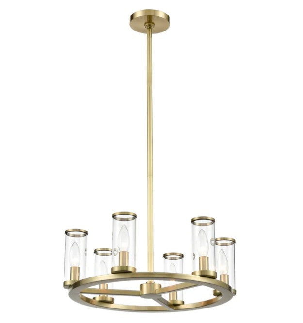 Kuzco CH309006NBCG Revolve Clear Glass/Natural Brass 6 Lights Chandeliers - Atlantic Lighting