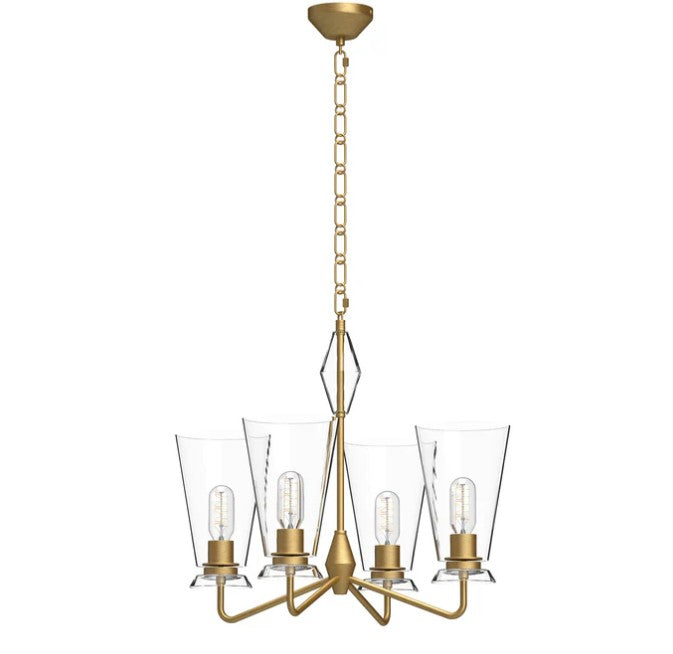 Kuzco CH570423BGCL Salem 23-in Brushed Gold/Clear Glass 4 Lights Chandeliers - Atlantic Lighting