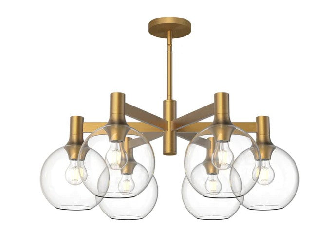 Kuzco CH506230AGCL Castilla 29-in Aged Gold/Clear Glass 6 Lights Chandeliers - Atlantic Lighting