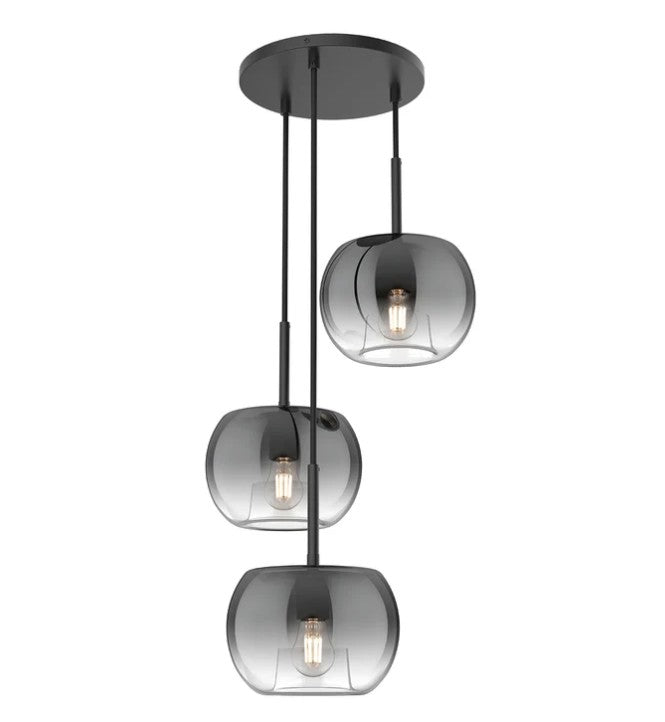 Kuzco CH57514-BK/SM Samar 14-in Black/Smoked 3 Lights Chandeliers - Atlantic Lighting