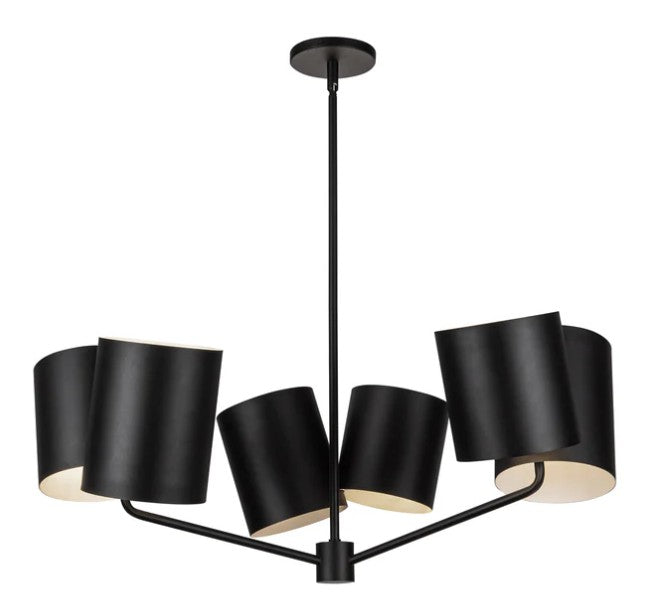 Kuzco CH58830-BK Keiko 30-in Black 6 Lights Chandelier - Atlantic Lighting