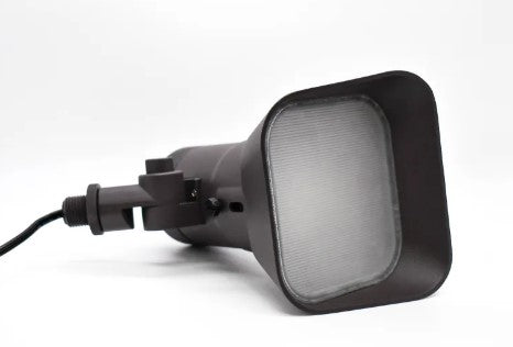 Lumien F5A1-8W-30K-BK Black Aluminum Flood Light, 8W, Standard Dimming, 10-15V, 600 Lumens, 3000K, w/ 40 Degree Beam Spread Lens & Hex Louver - Atlantic Lighting