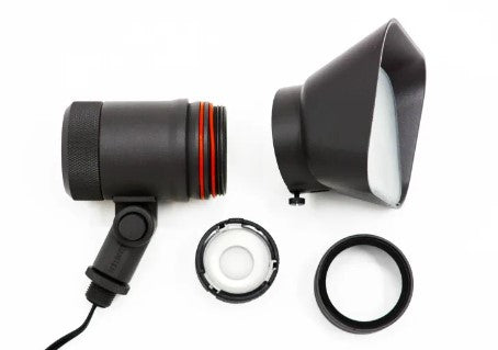 Lumien F5A1-8W-27K-BK Black Aluminum Flood Light, 8W, Standard Dimming, 10-15V, 600 Lumens, 2700K, w/ 40 Degree Beam Spread Lens & Hex Louver - Atlantic Lighting