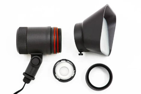 Lumien F7A1-12W-BK Black Aluminum Flood Light, 12 Watts, Dimmable (WW - 2700-5700K), 10-15V, 670 Lumens, w/ 40 Degree Beam Spread Lens & Hex Louver - Atlantic Lighting