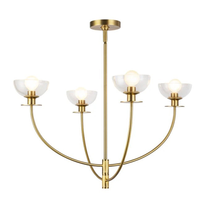 Kuzco CH515226BGCL Sylvia 26-in Brushed Gold/Clear Glass 4 Lights Chandelier - Atlantic Lighting
