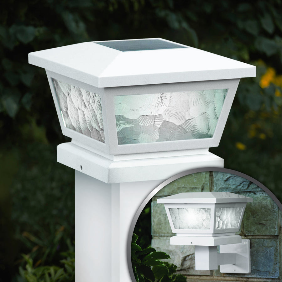 Classy Caps FS100W 5X5/4X4/3.5X3.5 White Fairmont Solar Post Cap - Atlantic Lighting