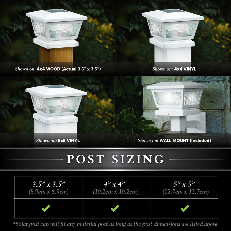 Classy Caps FS100W 5X5/4X4/3.5X3.5 White Fairmont Solar Post Cap - Atlantic Lighting