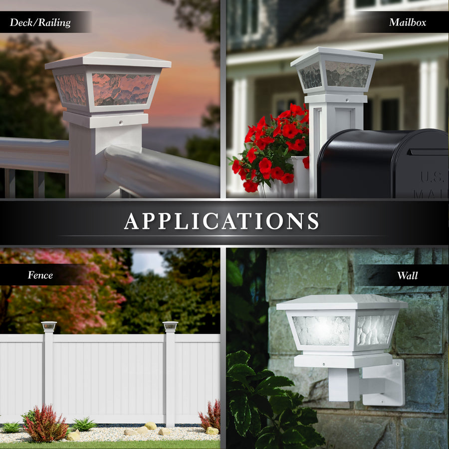 Classy Caps FS100W 5X5/4X4/3.5X3.5 White Fairmont Solar Post Cap - Atlantic Lighting