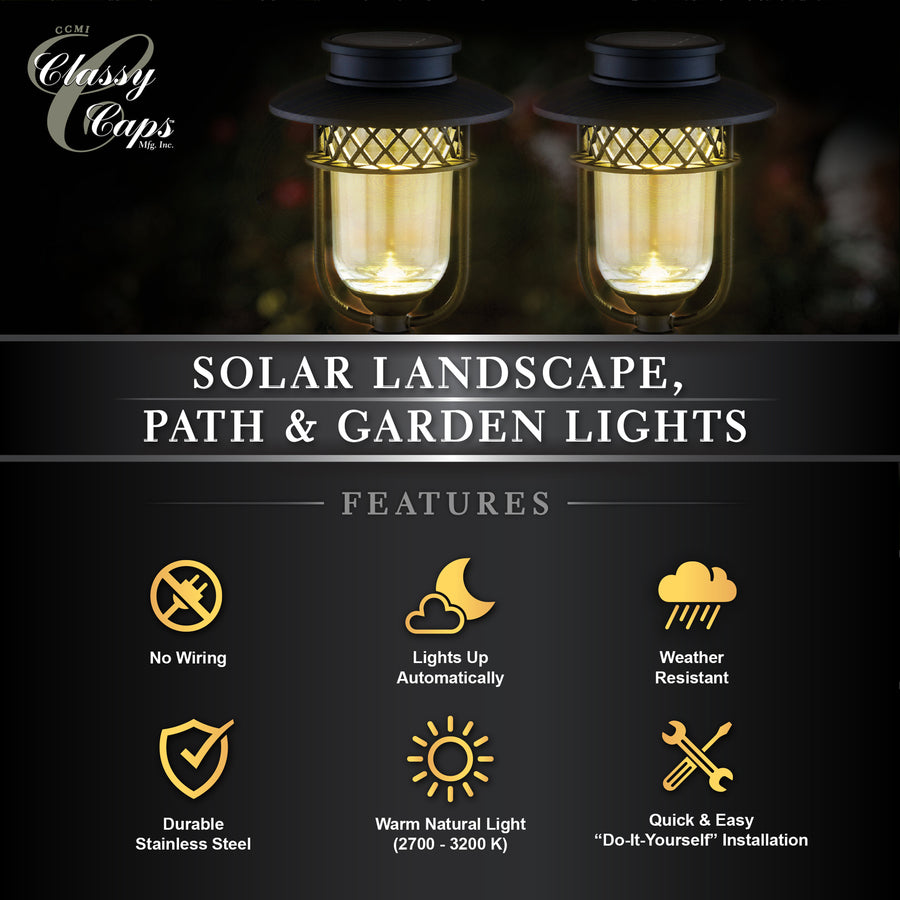 Classy Caps GL1101 Black Stainless Steel Landscape, Path & Garden Light - 2 Pk - Atlantic Lighting