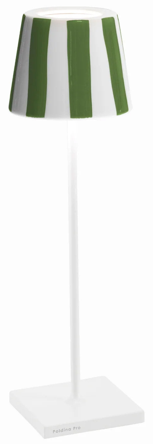 Zafferano LD0340BC1 Poldina Lido Table Lamp White / Green Stripes - Atlantic Lighting