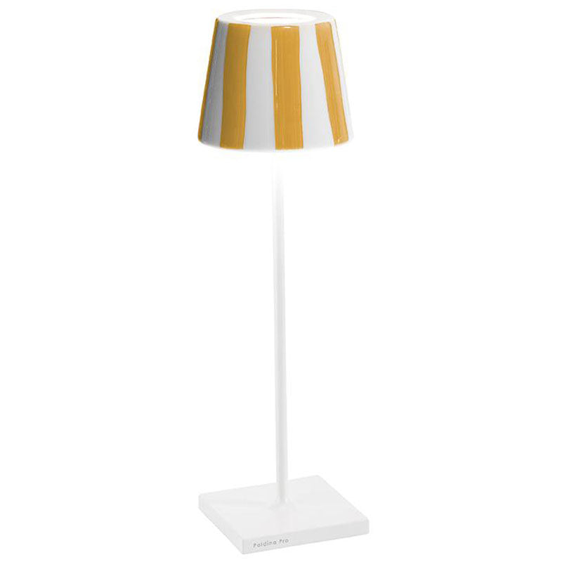 Zafferano LD0340BC2 Poldina Lido Table Lamp White / Yellow Stripes - Atlantic Lighting
