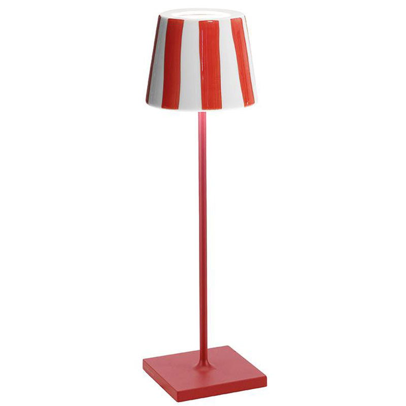 Zafferano LD0340FC1 Poldina Lido Table Lamp White / Red Stripes - Atlantic Lighting