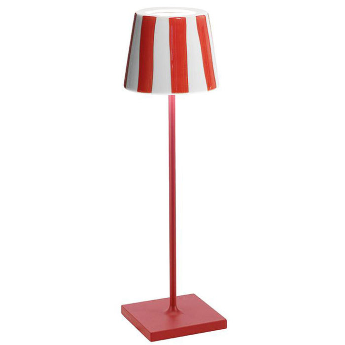 Zafferano Poldina Lido Table Lamp LD0340FC1 White / Red Stripes