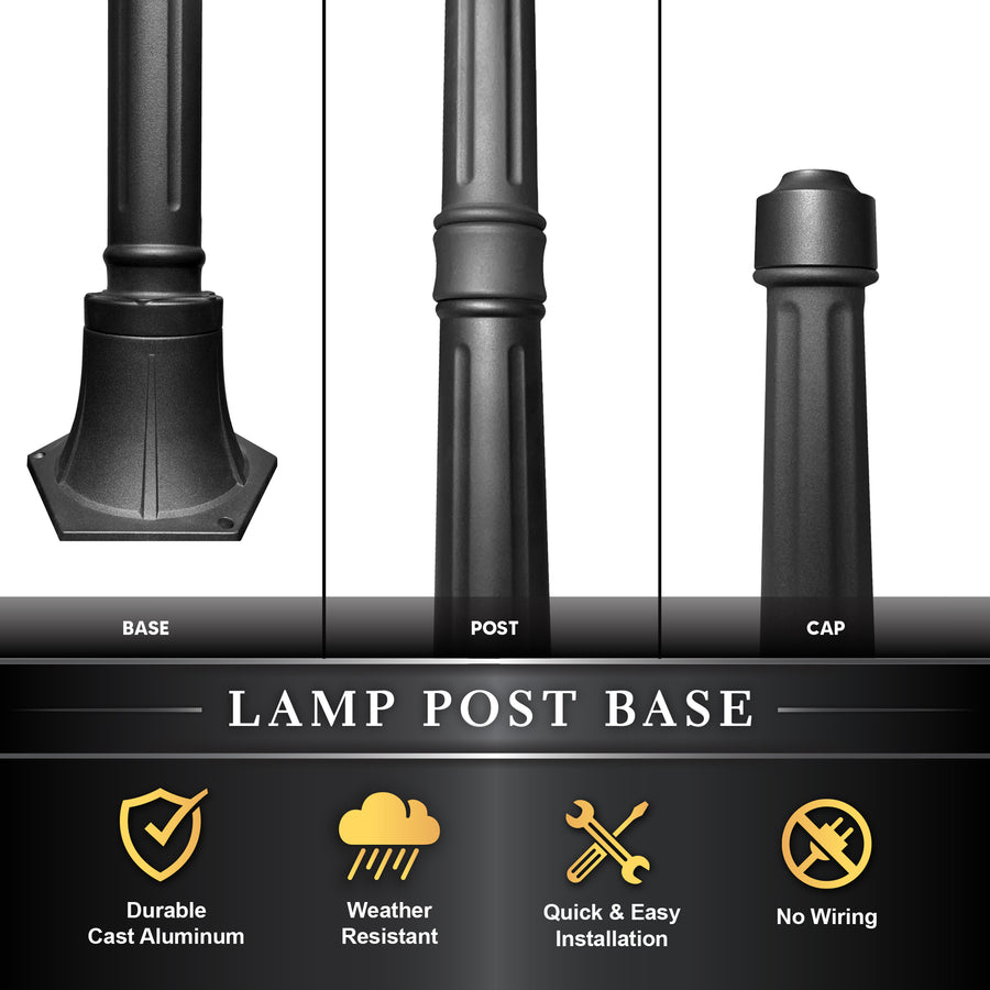 Classy Caps LPB59 Black Aluminum Lamp Post Base - Atlantic Lighting