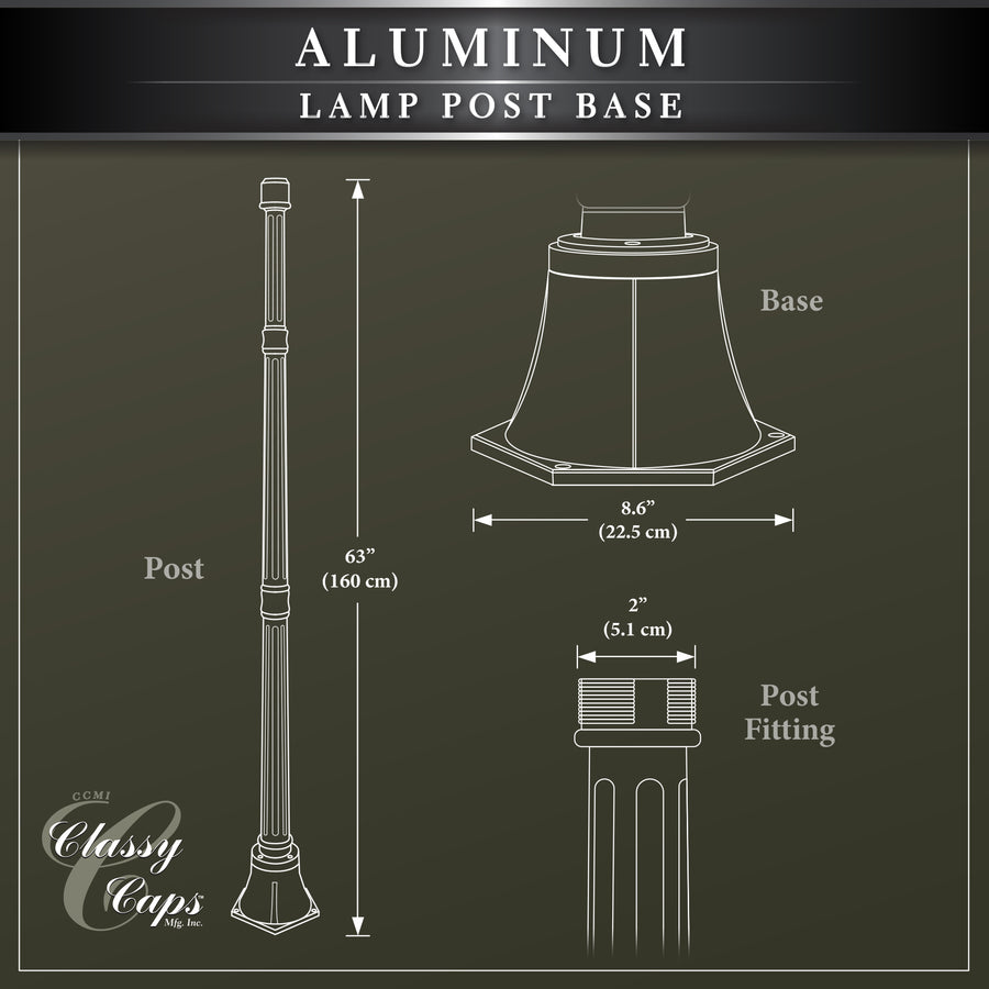 Classy Caps LPB59 Black Aluminum Lamp Post Base - Atlantic Lighting