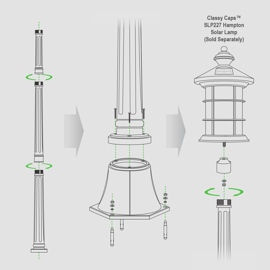 Classy Caps LPB59 Black Aluminum Lamp Post Base - Atlantic Lighting