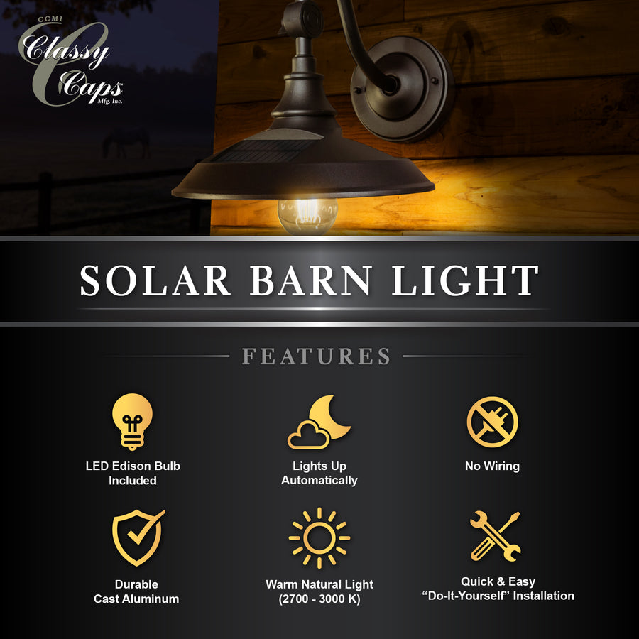 Classy Caps SBL738 Dark Bronze Solar Barn Light - Atlantic Lighting
