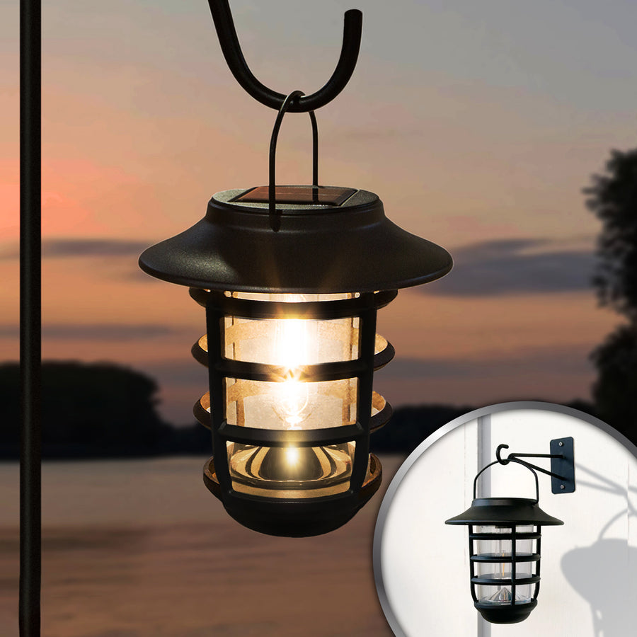 Classy Caps SHW553 Black Aluminum Nottingham Solar Hanging Coach Light - Atlantic Lighting