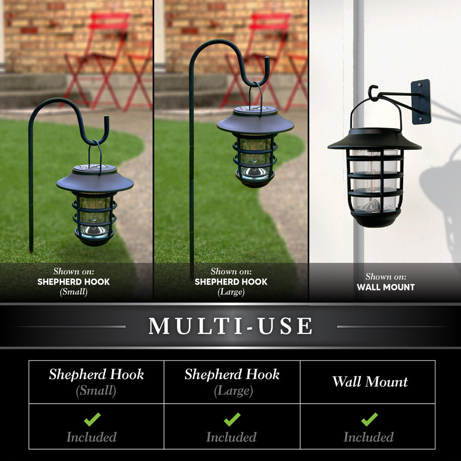 Classy Caps SHW553 Black Aluminum Nottingham Solar Hanging Coach Light - Atlantic Lighting