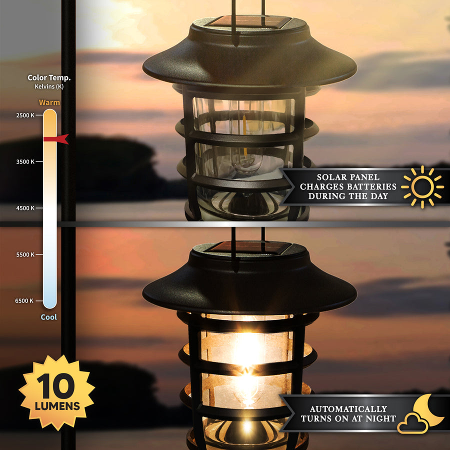 Classy Caps SHW553 Black Aluminum Nottingham Solar Hanging Coach Light - Atlantic Lighting