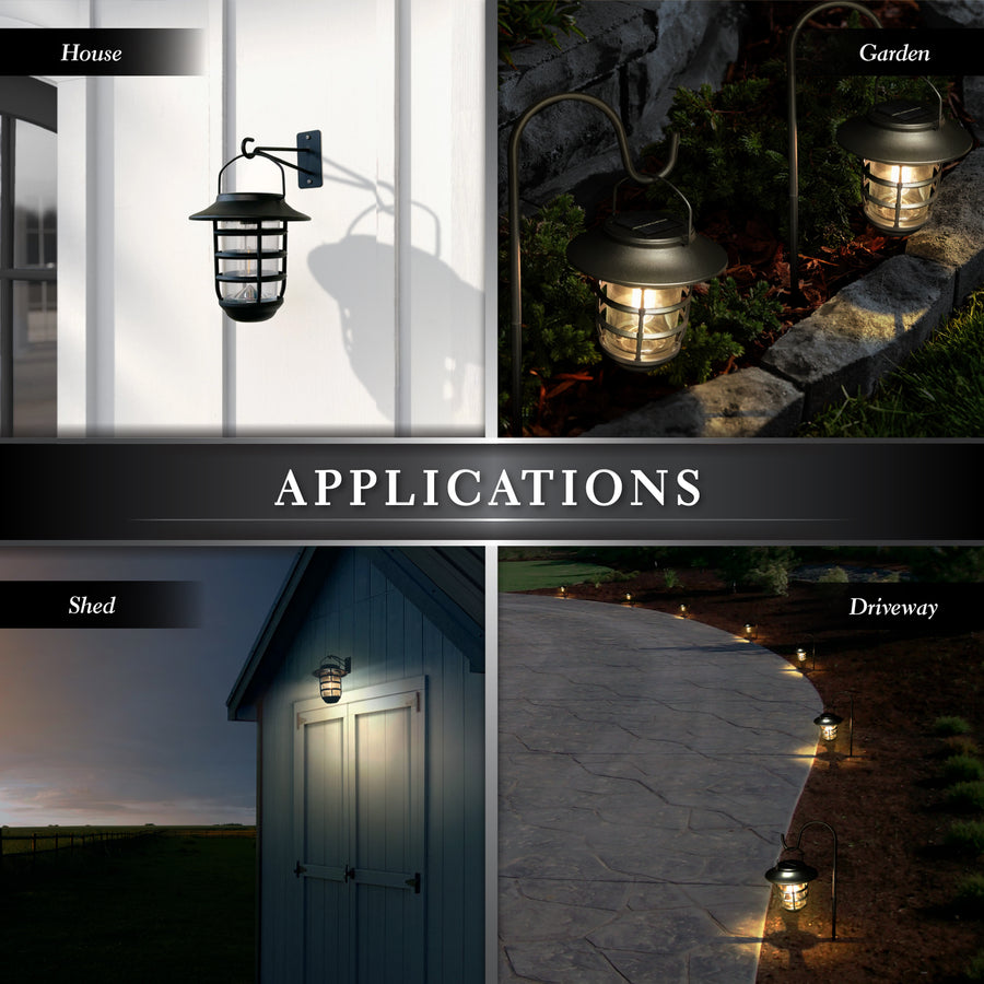 Classy Caps SHW553 Black Aluminum Nottingham Solar Hanging Coach Light - Atlantic Lighting