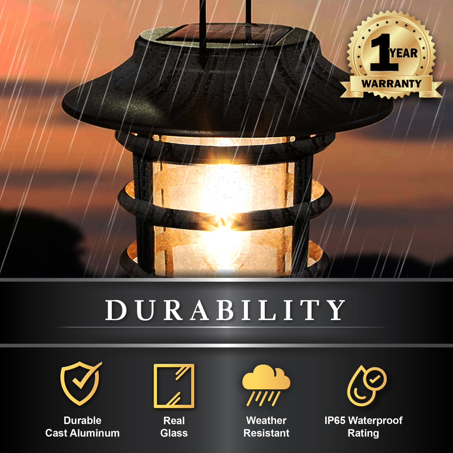 Classy Caps SHW553 Black Aluminum Nottingham Solar Hanging Coach Light - Atlantic Lighting