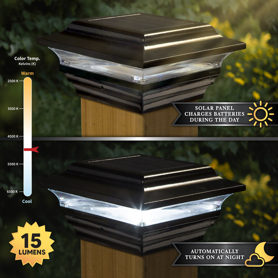 Classy Caps SL211B 4X4 Black Aluminum Imperial Solar Post Cap - Atlantic Lighting