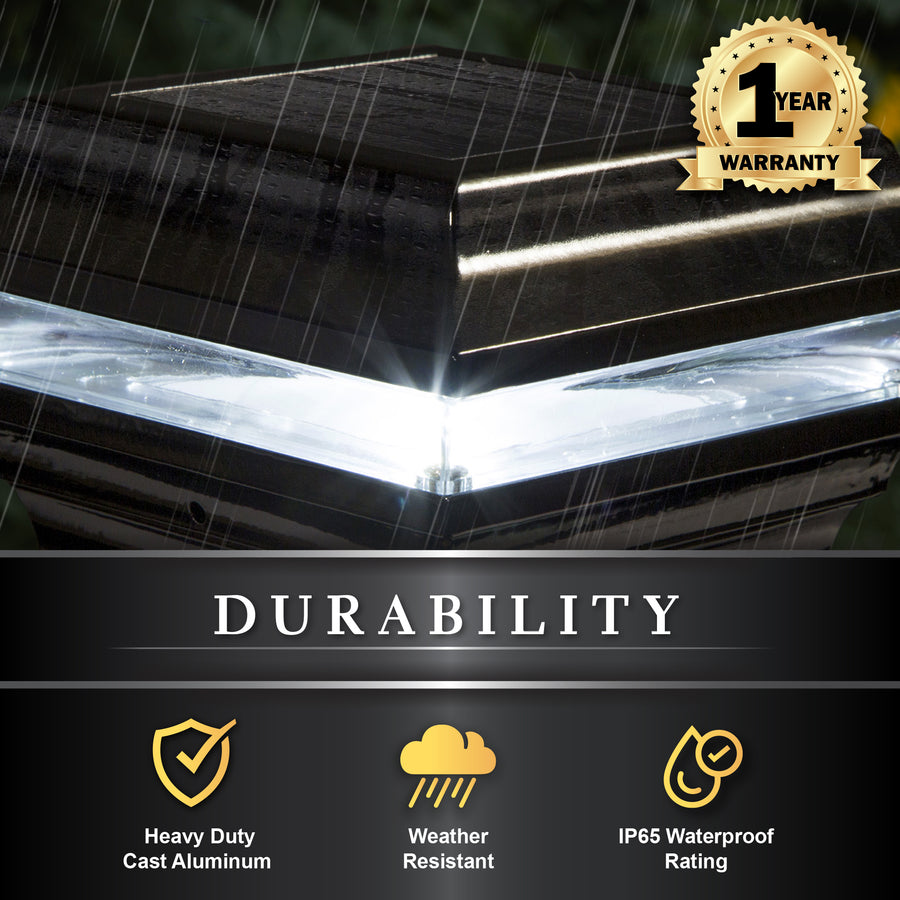 Classy Caps SL211B 4X4 Black Aluminum Imperial Solar Post Cap - Atlantic Lighting