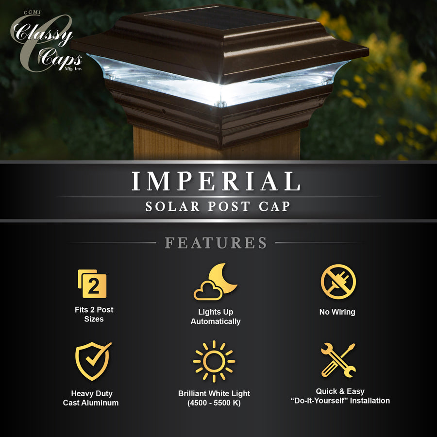 Classy Caps SL211R 4X4 Bronze Aluminum Imperial Solar Post Cap - Atlantic Lighting