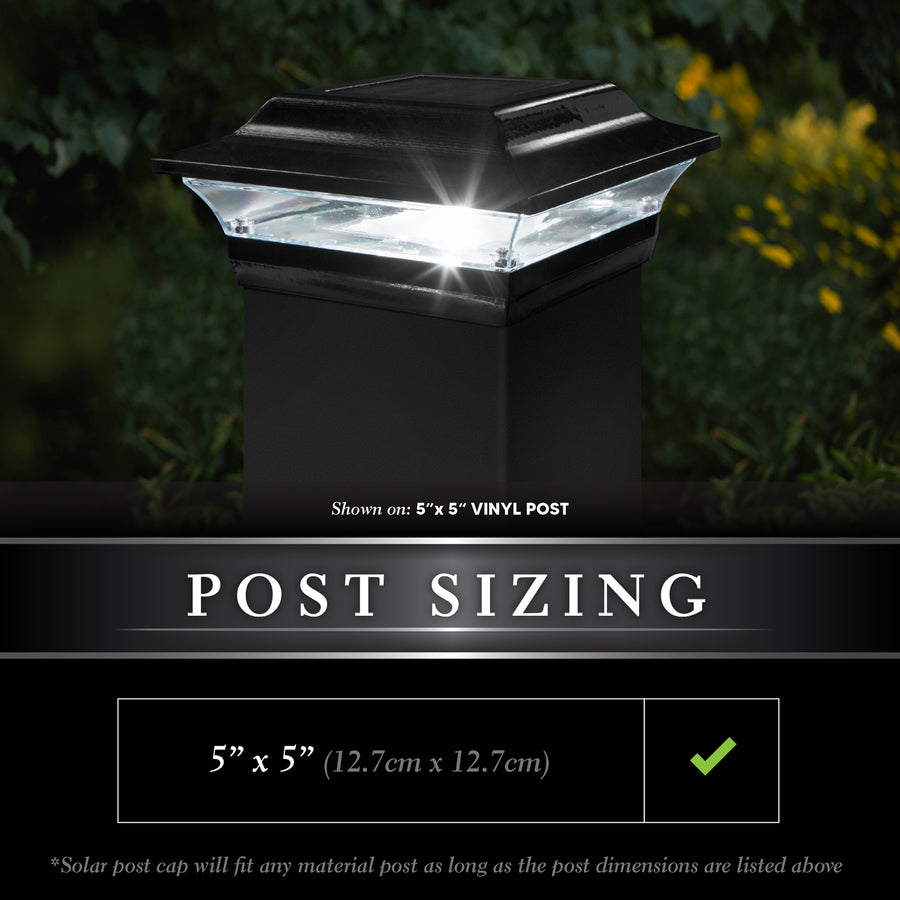 Classy Caps SL214B 5X5 Black Aluminum Imperial Solar Post Cap - Atlantic Lighting