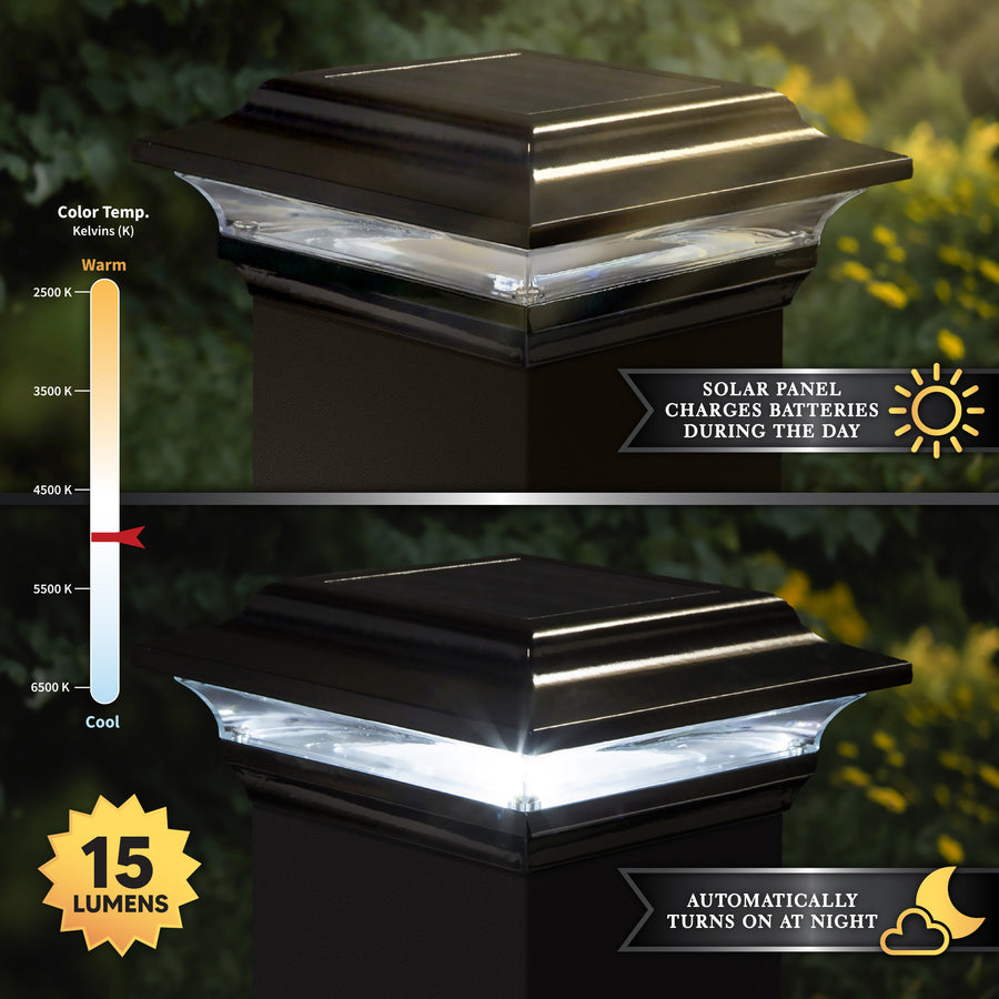Classy Caps SL214B 5X5 Black Aluminum Imperial Solar Post Cap - Atlantic Lighting