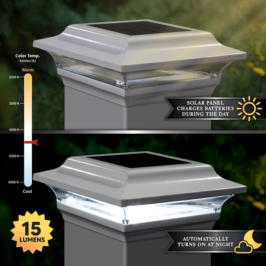 Classy Caps SL214W 5X5 White Aluminum Imperial Solar Post Cap - Atlantic Lighting