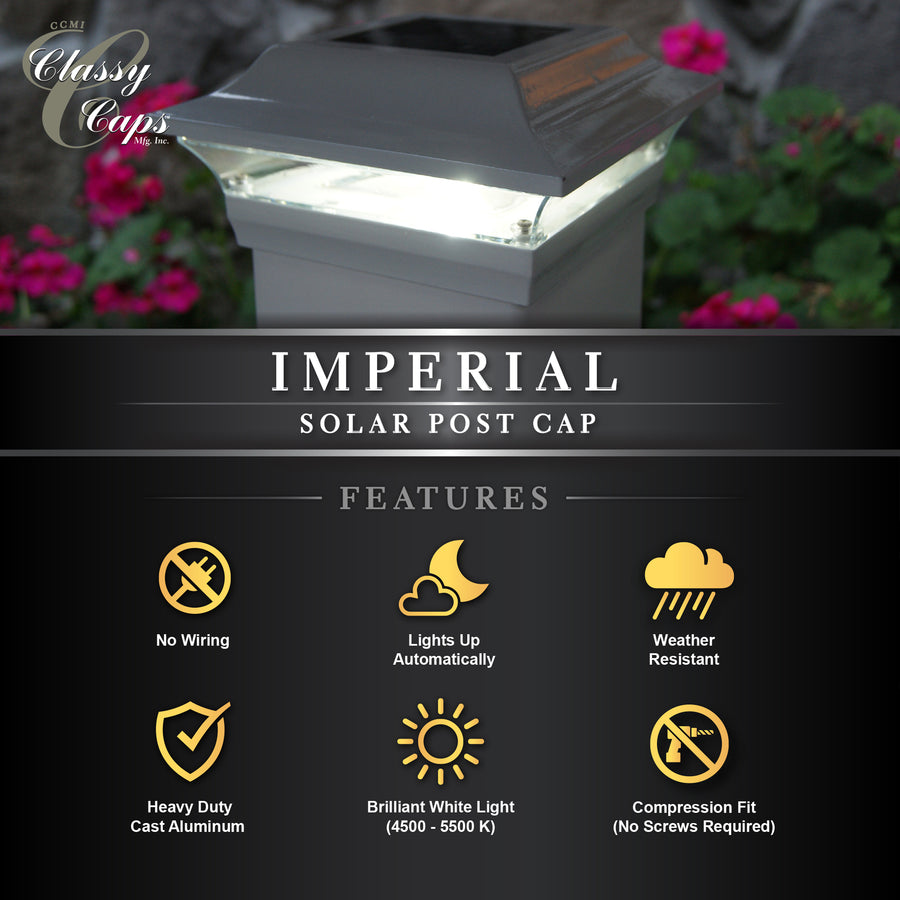Classy Caps SL214W 5X5 White Aluminum Imperial Solar Post Cap - Atlantic Lighting